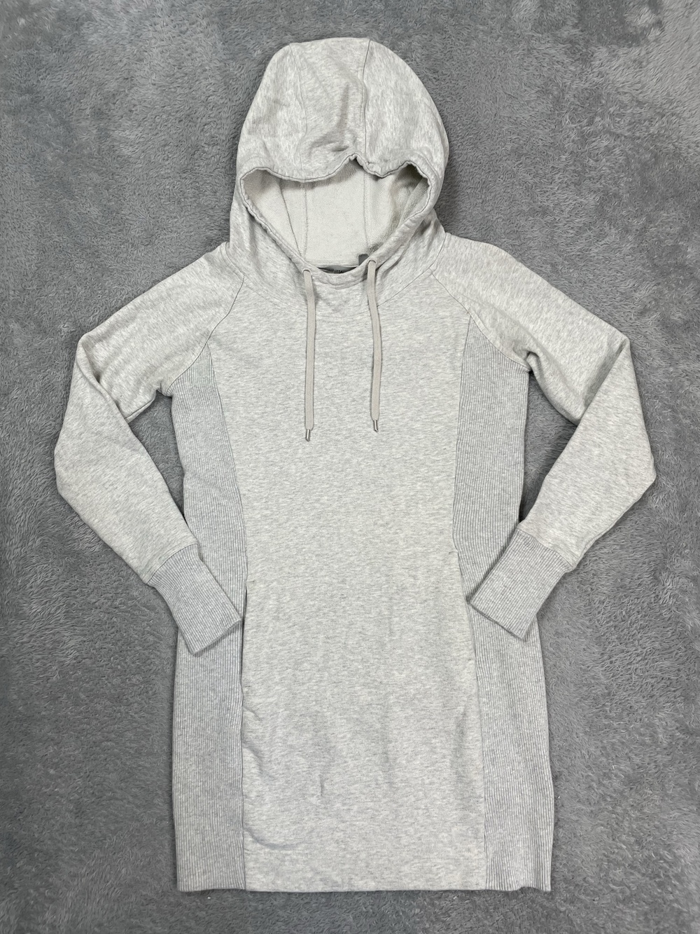 Athleta Hoodie Tunic Dress Womens M Gray Long Sleeve Pullover Knit Thumbholes